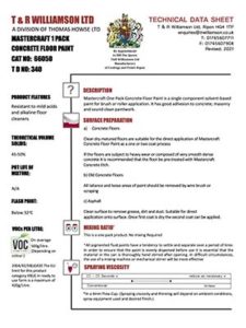 One-Pack Concrete Floor Paint CAT NO: 66050 . T D NO: 340