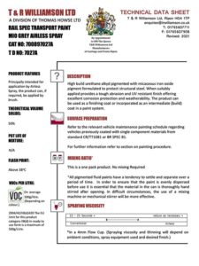 RAIL SPEC TRANSPORT PAINT MIO GREY AIRLESS SPRAY