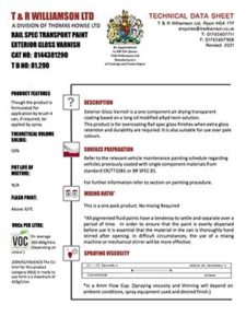 EXTERIOR GLOSS VARNISH CAT NO: 8144381290 T D NO: 81.290