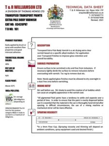 TRANSPEED TRANSPORT PAINTS EXTRA PALE BODY VARNISH