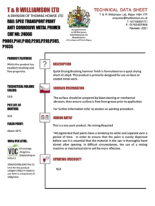 Rail Spec Transport Paint Anti Corrosive Metal Primer